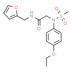 ChemSpider 2D Image | N~2~-(4-Ethoxyphenyl)-N-(2-furylmethyl)-N~2~-(methylsulfonyl)glycinamide | C16H20N2O5S