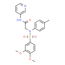 ChemSpider 2D Image | N~2~-[(3,4-Dimethoxyphenyl)sulfonyl]-N~2~-(4-methylphenyl)-N-3-pyridinylglycinamide | C22H23N3O5S