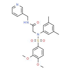 ChemSpider 2D Image | N~2~-[(3,4-Dimethoxyphenyl)sulfonyl]-N~2~-(3,5-dimethylphenyl)-N-(3-pyridinylmethyl)glycinamide | C24H27N3O5S