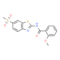 ChemSpider 2D Image | 2-Methoxy-N-[6-(methylsulfonyl)-1,3-benzothiazol-2-yl]benzamide | C16H14N2O4S2