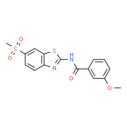 ChemSpider 2D Image | 3-METHOXY-N-(6-METHYLSULFONYL-1,3-BENZOTHIAZOL-2-YL)BENZAMIDE | C16H14N2O4S2