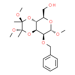 ChemSpider 2D Image | [(2S,3S,4aR,5R,7S,8S,8aS)-8-(Benzyloxy)-2,3,7-trimethoxy-2,3-dimethylhexahydro-5H-pyrano[3,4-b][1,4]dioxin-5-yl]methanol | C20H30O8