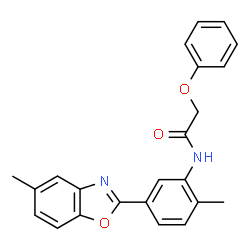 ChemSpider 2D Image | N-[2-Methyl-5-(5-methyl-1,3-benzoxazol-2-yl)phenyl]-2-phenoxyacetamide | C23H20N2O3