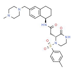 ChemSpider 2D Image | 2-{(2R)-1-[(4-Methylphenyl)sulfonyl]-3-oxo-2-piperazinyl}-N-{(1R)-6-[(4-methyl-1-piperazinyl)methyl]-1,2,3,4-tetrahydro-1-naphthalenyl}acetamide | C29H39N5O4S