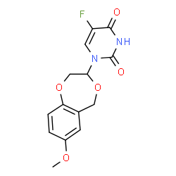 ChemSpider 2D Image | 5-Fluoro-1-(7-methoxy-2,3-dihydro-5H-1,4-benzodioxepin-3-yl)-2,4(1H,3H)-pyrimidinedione | C14H13FN2O5
