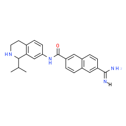 ChemSpider 2D Image | 6-Carbamimidoyl-N-(1-isopropyl-1,2,3,4-tetrahydro-7-isoquinolinyl)-2-naphthamide | C24H26N4O