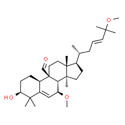 ChemSpider 2D Image | (1S,4R,7S,9beta,23E)-1-Hydroxy-7,25-dimethoxy-10,14-dimethyl-4,9-cyclo-9,10-secocholesta-5,23-diene-9-carbaldehyde | C32H52O4