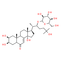 ChemSpider 2D Image | (2beta,3beta,9xi,22R)-2,3,14,25-Tetrahydroxy-6-oxocholest-7-en-22-yl L-glucopyranoside | C33H54O11