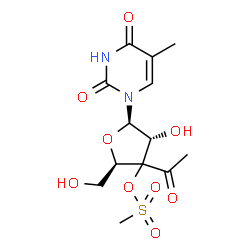 ChemSpider 2D Image | (3xi)-3'-C-Acetyl-5-methyl-3'-O-(methylsulfonyl)uridine | C13H18N2O9S
