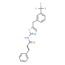 ChemSpider 2D Image | 3-Phenyl-N-{5-[3-(trifluoromethyl)benzyl]-1,3-thiazol-2-yl}acrylamide | C20H15F3N2OS