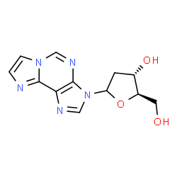 ChemSpider 2D Image | 3-(2-Deoxy-D-erythro-pentofuranosyl)-3H-imidazo[2,1-i]purine | C12H13N5O3
