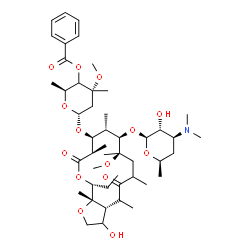 ChemSpider 2D Image | (2S,4R,6R)-6-{[(3aR,8R,9R,10S,11S,12R,15R,15aS)-9-{[(2S,3R,4S,6R)-4-(Dimethylamino)-3-hydroxy-6-methyltetrahydro-2H-pyran-2-yl]oxy}-15-ethyl-3-hydroxy-8-methoxy-4,6,8,10,12,15a-hexamethyl-5,13-dioxote
tradecahydro-2H-furo[2,3-c]oxacyclotetradecin-11-yl]oxy}-4-methoxy-2,4-dimethyltetrahydro-2H-pyran-3-yl benzoate | C47H75NO14