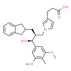 ChemSpider 2D Image | 3-{1-[(2S,3S)-2-(2,3-Dihydro-1H-inden-2-ylmethyl)-3-(3,5-dimethoxy-4-methylphenyl)-3-hydroxypropyl]-1H-pyrrol-3-yl}propanoic acid | C29H35NO5