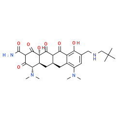 ChemSpider 2D Image | (4S,4aS,5aR,12aS)-4,7-Bis(dimethylamino)-9-{[(2,2-dimethylpropyl)amino]methyl}-10,12a-dihydroxy-1,3,11,12-tetraoxo-1,2,3,4,4a,5,5a,6,11,11a,12,12a-dodecahydro-2-tetracenecarboxamide | C29H40N4O7