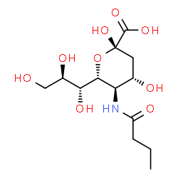 ChemSpider 2D Image | (6R)-5-(Butyrylamino)-3,5-dideoxy-6-[(1R,2R)-1,2,3-trihydroxypropyl]-alpha-L-threo-hex-2-ulopyranosonic acid | C13H23NO9