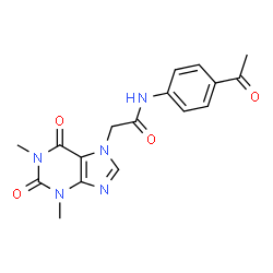 ChemSpider 2D Image | N-(4-Acetylphenyl)-2-(1,3-dimethyl-2,6-dioxo-1,2,3,6-tetrahydro-7H-purin-7-yl)acetamide | C17H17N5O4