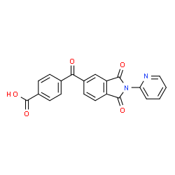 ChemSpider 2D Image | 4-{[1,3-Dioxo-2-(2-pyridinyl)-2,3-dihydro-1H-isoindol-5-yl]carbonyl}benzoic acid | C21H12N2O5