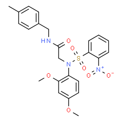 ChemSpider 2D Image | N~2~-(2,4-Dimethoxyphenyl)-N-(4-methylbenzyl)-N~2~-[(2-nitrophenyl)sulfonyl]glycinamide | C24H25N3O7S