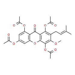 ChemSpider 2D Image | 6-Methoxy-7-(3-methyl-2-buten-1-yl)-9-oxo-9H-xanthene-1,3,5,8-tetrayl tetraacetate | C27H26O11
