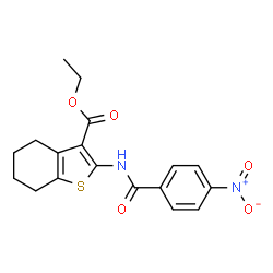 ChemSpider 2D Image | ethyl 2-(4-nitrobenzamido)-4,5,6,7-tetrahydro-1-benzothiophene-3-carboxylate | C18H18N2O5S