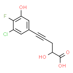 ChemSpider 2D Image | 5-(3-Chloro-4-fluoro-5-hydroxyphenyl)-2-hydroxy-4-pentynoic acid | C11H8ClFO4