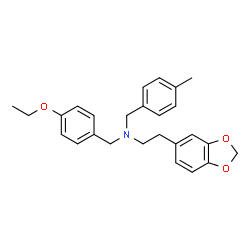 ChemSpider 2D Image | 2-(1,3-Benzodioxol-5-yl)-N-(4-ethoxybenzyl)-N-(4-methylbenzyl)ethanamine | C26H29NO3