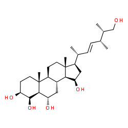 ChemSpider 2D Image | (3beta,4beta,5alpha,6alpha,15beta,22E,24R,25S)-Ergost-22-ene-3,4,6,15,26-pentol | C28H48O5