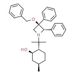 ChemSpider 2D Image | (1R,2S,5R)-2-{2-[(2S,3R)-3-(Benzyloxy)-2,3-diphenyl-1-azetidinyl]-2-propanyl}-5-methylcyclohexanol | C32H39NO2
