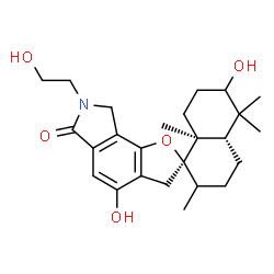 ChemSpider 2D Image | (2R,4a'S,8a'S)-4,6'-Dihydroxy-7-(2-hydroxyethyl)-2',5',5',8a'-tetramethyl-3',4',4a',5',6',7,7',8,8',8a'-decahydro-2'H-spiro[furo[2,3-e]isoindole-2,1'-naphthalen]-6(3H)-one | C25H35NO5