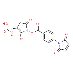 ChemSpider 2D Image | 1-{[4-(2,5-Dioxo-2,5-dihydro-1H-pyrrol-1-yl)benzoyl]oxy}-2-hydroxy-5-oxo-4,5-dihydro-1H-pyrrole-3-sulfonic acid | C15H10N2O9S