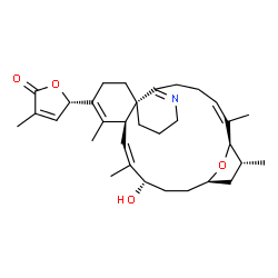 ChemSpider 2D Image | (5S)-5-[(1R,2E,11S,16S,17E,19S,22R,24R)-19-Hydroxy-2,15,18,24-tetramethyl-25-oxa-7-azatetracyclo[20.2.1.0~6,11~.0~11,16~]pentacosa-2,6,14,17-tetraen-14-yl]-3-methyl-2(5H)-furanone | C32H45NO4