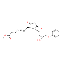 ChemSpider 2D Image | Methyl 7-{(1R,2R,3R)-3-hydroxy-2-[(1E)-3-hydroxy-4-phenoxy-1-buten-1-yl]-5-oxocyclopentyl}-4,5-heptadienoate | C23H28O6