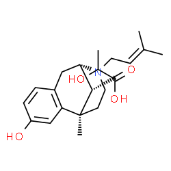 ChemSpider 2D Image | 2-Hydroxypropanoic acid - (1R,9S,13R)-1,13-dimethyl-10-(3-methyl-2-buten-1-yl)-10-azatricyclo[7.3.1.0~2,7~]trideca-2,4,6-trien-4-ol (1:1) | C22H33NO4