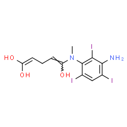 ChemSpider 2D Image | (4Z)-5-[(3-Amino-2,4,6-triiodophenyl)(methyl)amino]-1,4-pentadiene-1,1,5-triol | C12H13I3N2O3