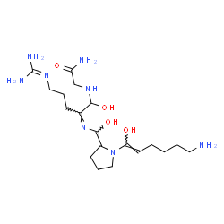 ChemSpider 2D Image | N~2~-{(2Z)-2-{[(Z)-{1-[(1Z)-6-Amino-1-hydroxy-1-hexen-1-yl]-2-pyrrolidinylidene}(hydroxy)methyl]imino}-5-[(diaminomethylene)amino]-1-hydroxypentyl}glycinamide | C19H36N8O4