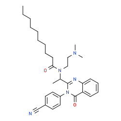 ChemSpider 2D Image | N-{1-[3-(4-Cyanophenyl)-4-oxo-3,4-dihydro-2-quinazolinyl]ethyl}-N-[2-(dimethylamino)ethyl]decanamide | C31H41N5O2
