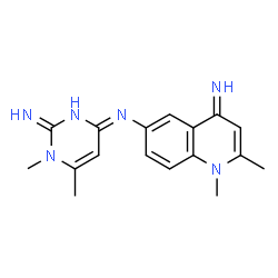 ChemSpider 2D Image | (4E)-N~4~-(4-Imino-1,2-dimethyl-1,4-dihydro-6-quinolinyl)-1,6-dimethyl-2,4(1H,3H)-pyrimidinediimine | C17H20N6