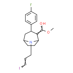 ChemSpider 2D Image | (Z)-{3-(4-Fluorophenyl)-8-[(2E)-3-iodo-2-propen-1-yl]-8-azabicyclo[3.2.1]oct-2-ylidene}(methoxy)methanol | C18H21FINO2
