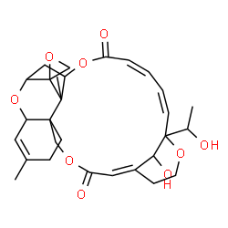 ChemSpider 2D Image | (1'E,19'Z,21'Z)-27'-Hydroxy-23'-(1-hydroxyethyl)-9',15'-dimethyl-3'H,18'H-spiro[oxirane-2,14'-[4,12,17,24]tetraoxapentacyclo[21.3.1.1~13,16~.0~6,11~.0~6,15~]octacosa[1,9,19,21]tetraene]-3',18'-dione | C29H36O9