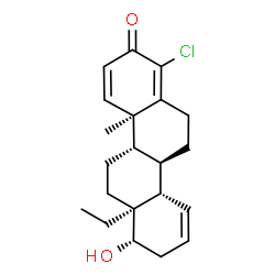 ChemSpider 2D Image | (4aR,4bS,6aS,7S,10aS,10bR)-1-Chloro-6a-ethyl-7-hydroxy-4a-methyl-4b,5,6,6a,7,8,10a,10b,11,12-decahydro-2(4aH)-chrysenone | C21H27ClO2