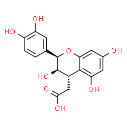 ChemSpider 2D Image | [(2R,3R,4S)-2-(3,4-Dihydroxyphenyl)-3,5,7-trihydroxy-3,4-dihydro-2H-chromen-4-yl]acetic acid | C17H16O8