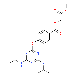 ChemSpider 2D Image | 2-Methoxy-2-oxoethyl 4-{[4,6-bis(isopropylamino)-1,3,5-triazin-2-yl]oxy}benzoate | C19H25N5O5