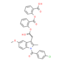ChemSpider 2D Image | 2-{[2-({(E)-2-[1-(4-Chlorobenzoyl)-5-methoxy-2-methyl-1H-indol-3-yl]-1-hydroxyvinyl}oxy)benzoyl]oxy}benzoic acid | C33H24ClNO8