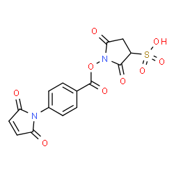 ChemSpider 2D Image | 1-{[4-(2,5-Dioxo-2,5-dihydro-1H-pyrrol-1-yl)benzoyl]oxy}-2,5-dioxo-3-pyrrolidinesulfonic acid | C15H10N2O9S