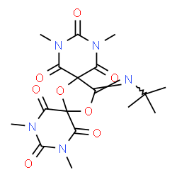 ChemSpider 2D Image | (15Z)-2,4,10,12-Tetramethyl-15-[(2-methyl-2-propanyl)imino]-7,14-dioxa-2,4,10,12-tetraazadispiro[5.1.5.2]pentadecane-1,3,5,9,11,13-hexone | C17H21N5O8