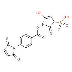 ChemSpider 2D Image | 1-{[4-(2,5-Dioxo-2,5-dihydro-1H-pyrrol-1-yl)benzoyl]oxy}-5-hydroxy-2-oxo-2,3-dihydro-1H-pyrrole-3-sulfonic acid | C15H10N2O9S