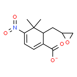 ChemSpider 2D Image | 5,5-Dimethyl-4-nitro-6-(2-oxiranylmethyl)-1,3-cyclohexadiene-1-carboxylate | C12H14NO5