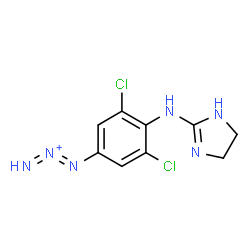 ChemSpider 2D Image | 1-[3,5-Dichloro-4-(4,5-dihydro-1H-imidazol-2-ylamino)phenyl]-1,2-triazadien-2-ium | C9H9Cl2N6