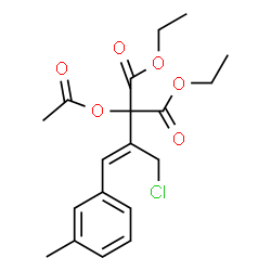 ChemSpider 2D Image | Diethyl acetoxy[(1Z)-3-chloro-1-(3-methylphenyl)-1-propen-2-yl]malonate | C19H23ClO6