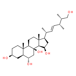 ChemSpider 2D Image | (3beta,5alpha,6alpha,15beta,22E,24R,25S)-Ergost-22-ene-3,6,8,15,26-pentol | C28H48O5